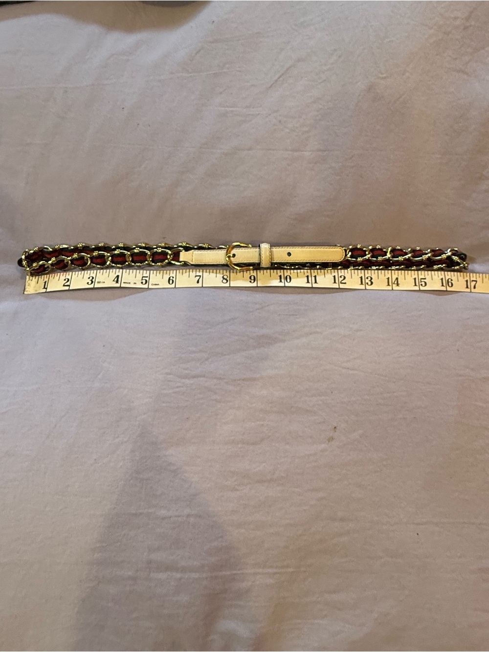 Gucci Leather and Red Chain-Link Waist Belt